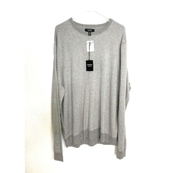 New Nordstrom Sz XXL Sweater Wool Blend Nylon Rayon Crewneck 2XL Gray Mens - Picture 2 of 8
